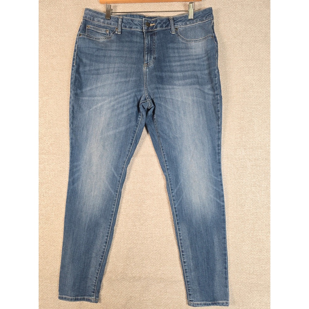 Faded Glory Womens Size 14 Medium Wash‎ Skinny Jeans Blue Stretch Denim 34x29